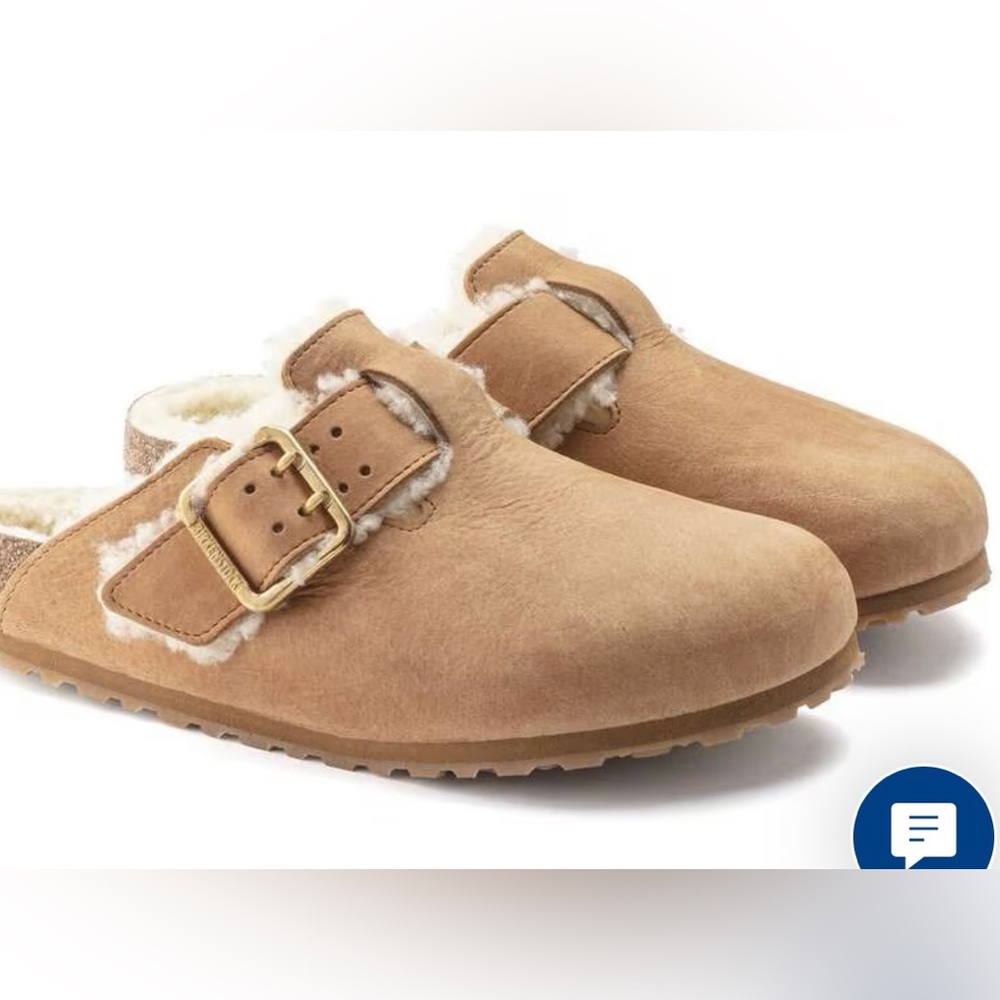 Birkenstock Tan Shearling-Lined Clogs